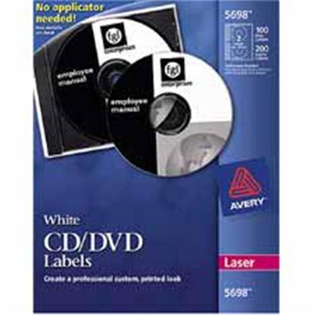 AVERY Consumer Products CD-DVD Labels- 250 Labels- White Laser Matte AV463462